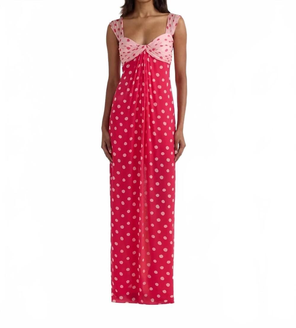 NEW SALONI chani long maxi dress in pink multi